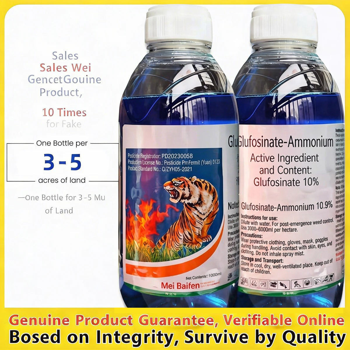 Glufosinate Ammonium Herbicide, Fast-Acting Post-Emergence Weed Control for Fields & Orchards