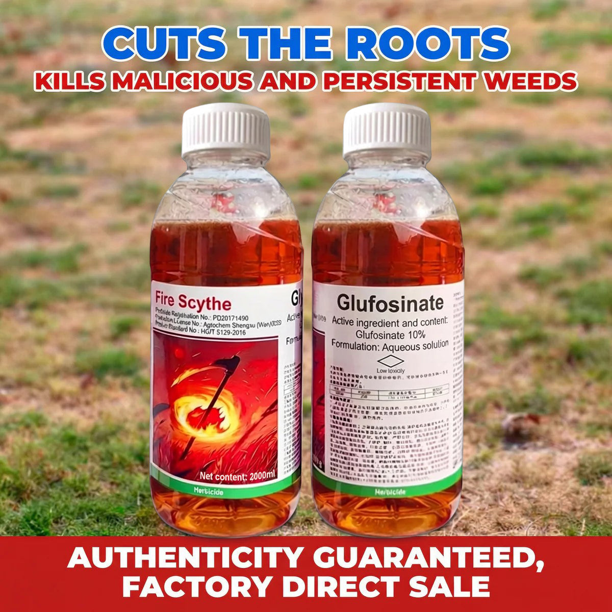 Glufosinate 10% SL Herbicide, Broad Spectrum Post-Emergence Weed Killer for Agricultural Land