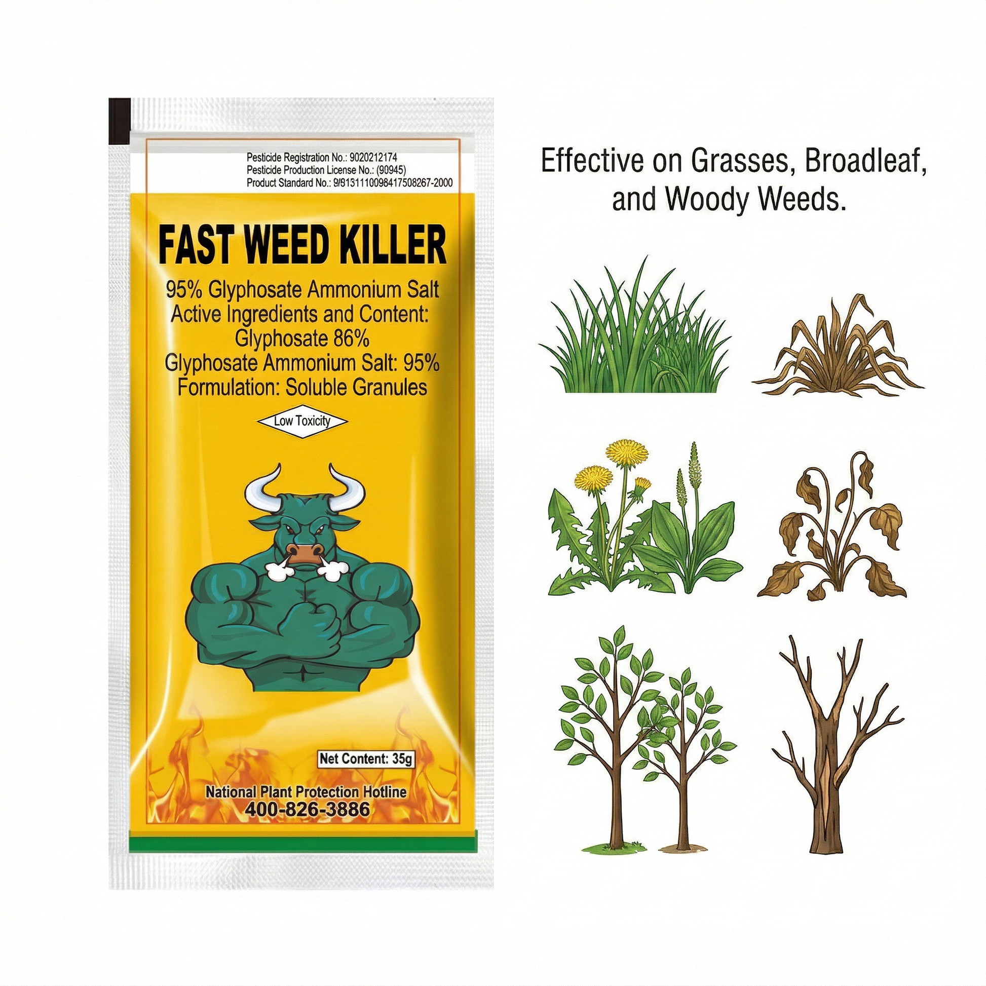 Glyphosate Ammonium Salt 95% Soluble Granule Herbicide for Broad-Spectrum Weed Control | Systemic Weed Management