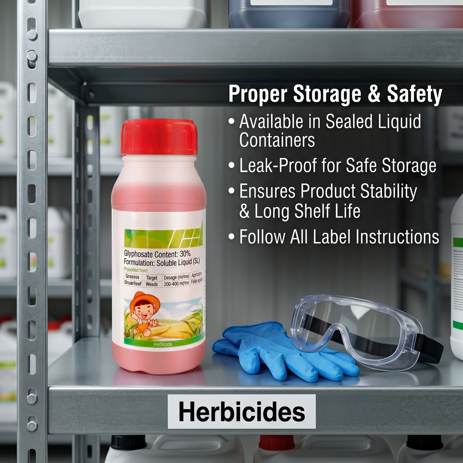 Glyphosate 30% SL Systemic Herbicide Concentrate, Broad-Spectrum Weed Control for Grasses & Broadleaf Weeds