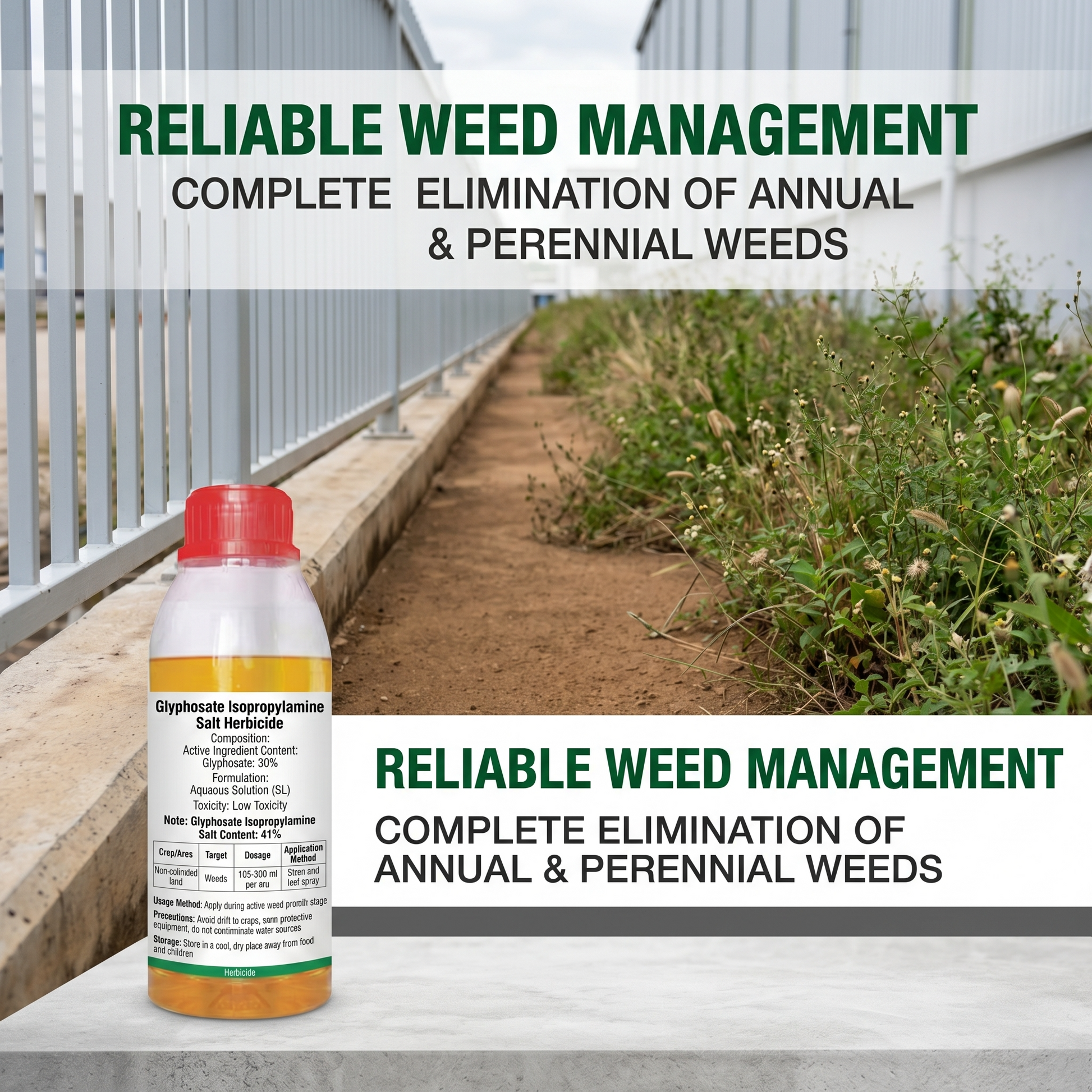 Glyphosate Isopropylamine Salt 41% Herbicide, Broad-Spectrum Systemic Weed Control Solution