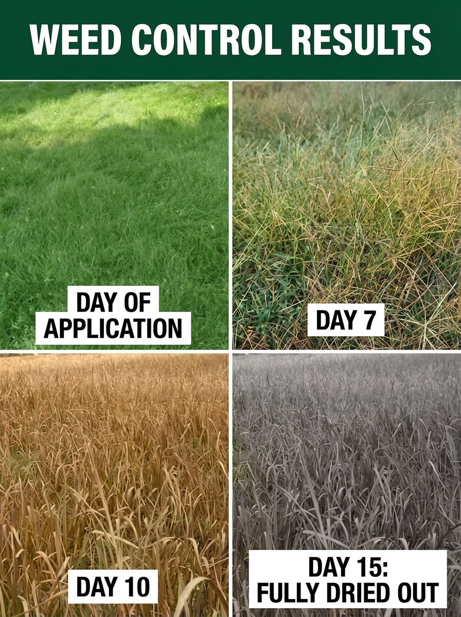 Fast-Acting Glufosinate 10% SL Herbicide, Quick Burn-Down Weed Killer for Tough Grass & Broadleaf Weeds