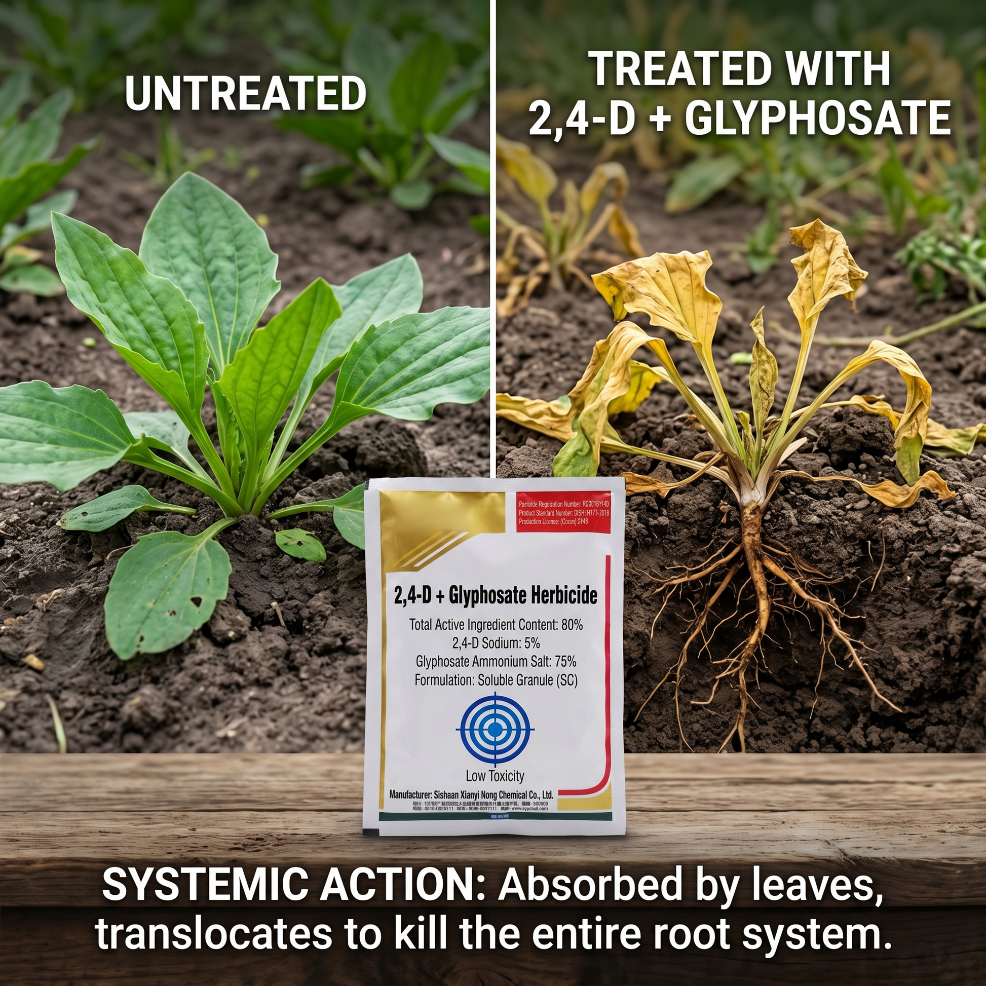 Glyphosate Soluble Granules Herbicide for Wasteland & Citrus Weed Control, Systemic Weed Management